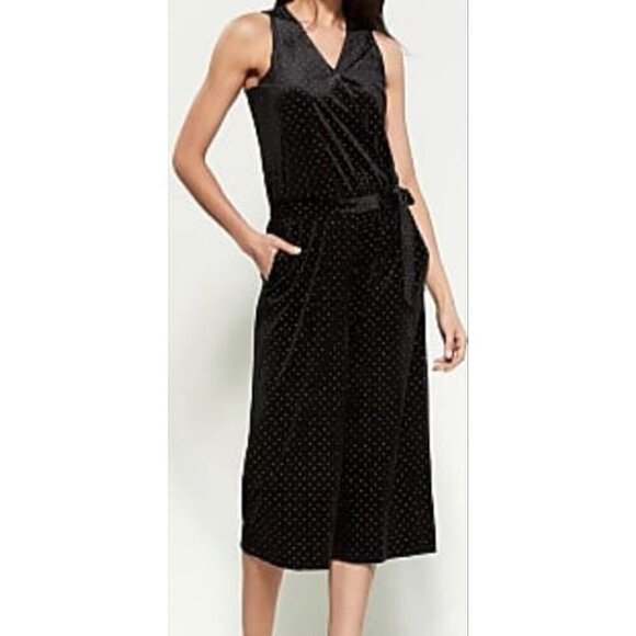 MICHAEL Michael Kors Velvet Jumpsuit Black & Gold polka dots NWT w/Defect - Picture 1 of 12
